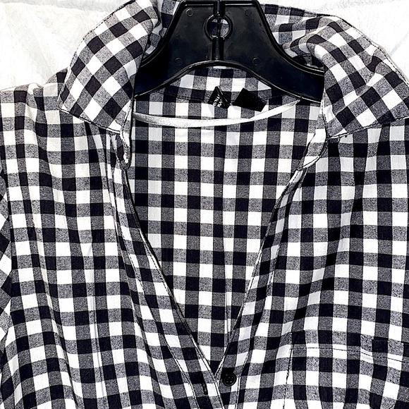 H&M BLK/WHITE CHECKERED SH SLV DRESS SZ 38 - Picture 8 of 14